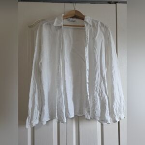 Zara White Linen Textured Top
